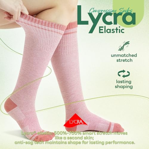 Compression Socks Women & Men 15-20 mmHg for Flying - color: I12-3pairs (Purple&pink&light Gray), size: Large-X-Large