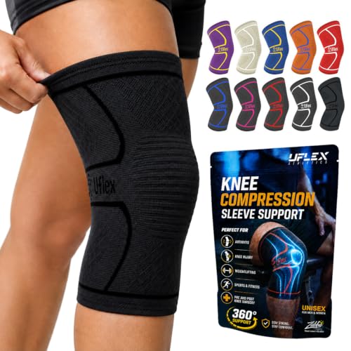 UFlex Athletics Knee Brace Sleeve Men & Women - color: Black