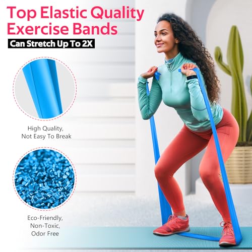 Resistance Bands Set, Exercise Bands for Physical Therapy, Pilates, Yoga - color: Green ,Blue, Black, size: 4.9FT