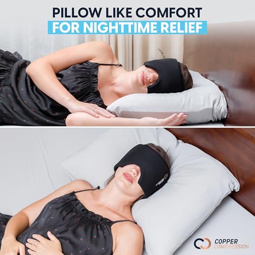 CopperFreeze™ Migraine Relief Mask Cap w/Cryo Gel by Copper Compression - Reusable 360° Ice Pack Band for Headaches - Eases Nausea, Sinus Pressure, Tension - Gift for Women, Men, Moms - One Size - style: Migraine Relief Mask