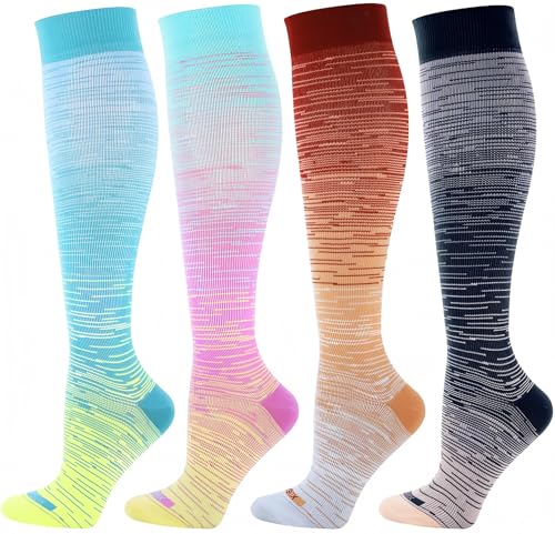 LEVSOX Compression Socks Women and Men, 20-30mmHg, Best for Nurses, Travel, Pregnancy - color: 4 Pairs Tie Dye 2, size: Large
