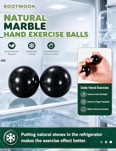 2 PCS Baoding Balls for Hand Therapy Meditation Balls Black - color: Obsidian Black Marble