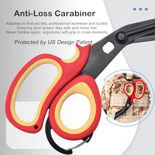 MEUUT Trauma Shears with Carabiner 7.5 Inch 2-Pack Medical Scissors - color: Red/Salmon-red/Salmon