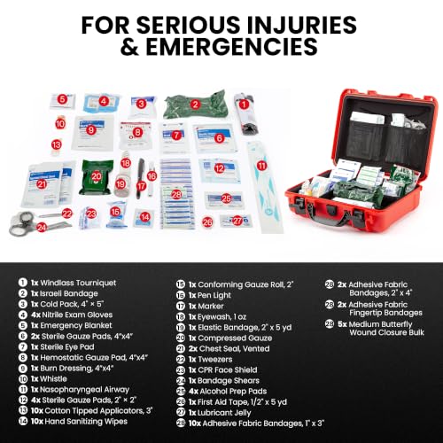 NANUK 910 Trauma Kit, Waterproof with Bleeding kit & Tourniquet, 75 pcs - size: 910 Trauma Kit - Pcs