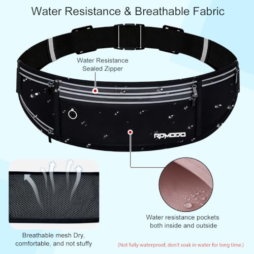 Water Resistant Running Belt with Water Bottle Holder, Black