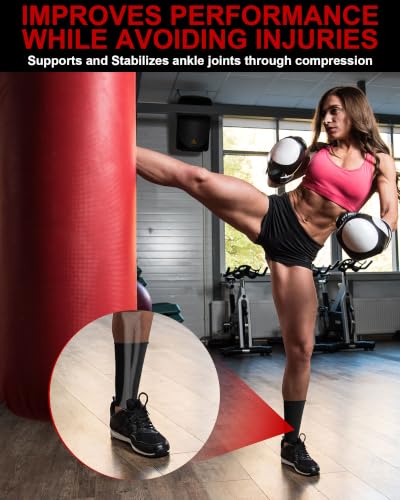 Handepo 4 Pairs Muay Thai Ankle Support Compression Ankle Sleeve, Black - color: Black