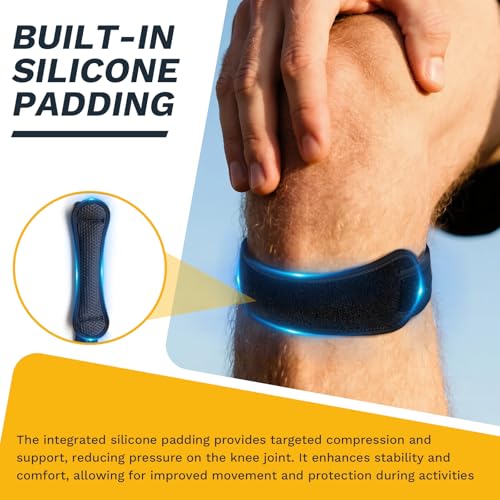 Patellar Tendon Support Strap, Adjustable Knee Support Strap Patella Band for Tendonitis, Sports, Workouts & Daily Knee Pain Relief for Men Women, Standard Fit (Fits Most) M/L, 2 Pack - size: M/L
