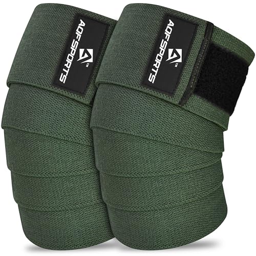AQF Knee Wraps for Weightlifting Bandage - 78" IPL & USPA Approved (Pair) - color: Military Green
