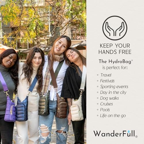 WanderFull Original HydroBag Crossbody Water Bottle Holder with Phone Pocket, Fits Water Bottles up to 32 oz - color: Navy Blue Shiny