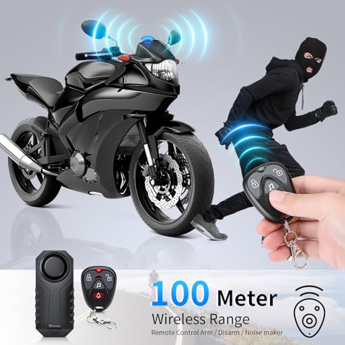 WSDCAM 113dB Loud Anti Theft Vibration Sensor Alarm Systems for Electric Bike Motorcycle Golf Car Trailer Mailbox Garage Door Waterproof Home Security Bike Accessories Bike Alarm with Remote - size: Alkaline Battery