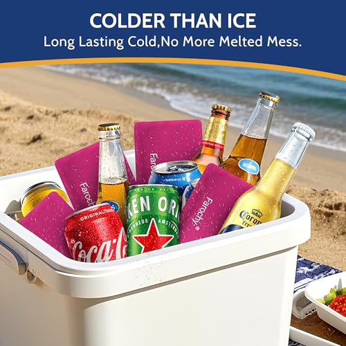 Reusable Ice Packs for Lunch Boxes, 4Pcs Soft Ice Packs for Cooler Gel Pack - color: Rosy
