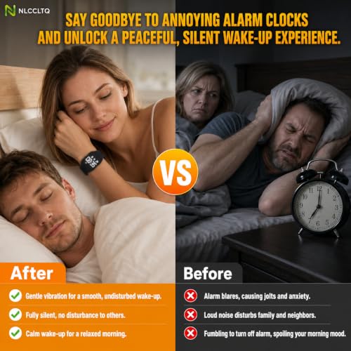 Vibrating Alarm Wristband for Heavy Sleepers Digital Mens Bracelet Smart Wrist Clock Travel Women's Watches Silent Shock Band Wake up Band Night Long Distance Wearable Pedometer Waterproof