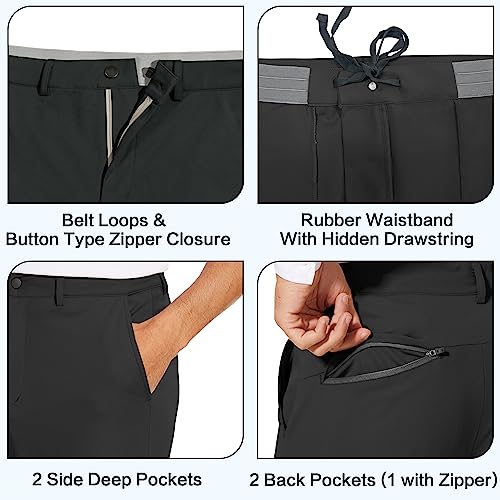 JWM Men's Stretch Golf Joggers Pants with Belt Loops - 29" 34" Slim Fit Tapered Casual Business Travel Dress Work Sweatpants - color: 01-black, size: Small