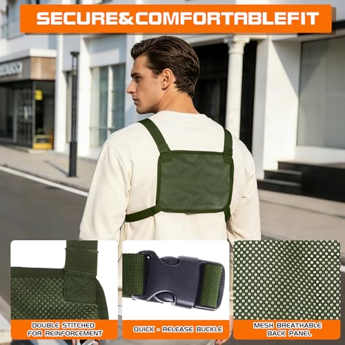 KINGSLONG Running Vest, Chest Bag for Men, Chest Pack, Hiking (A-Green) - color: A-Green