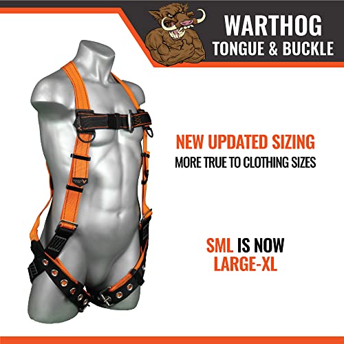 Malta Dynamics Warthog Safety Harness for Construction – Fall Protection Harness with Back D-Ring, Fall Indicators, & Chest and Leg Buckles, OSHA & ANSI Compliant (L-XL) - size: Large-Xlarge
