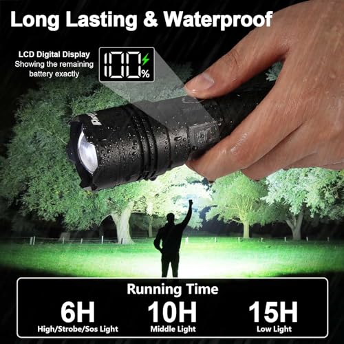 PHIXTON Rechargeable Flashlight 100000 High Lumens Long Lasting 15H 6.57” - size: 1 Pack