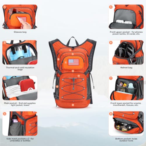 Maelstrom Lightweight Hydration Hiking Backpack with 2L/3L Water Bladder - color: 2.Orange, size: 2L Bladder