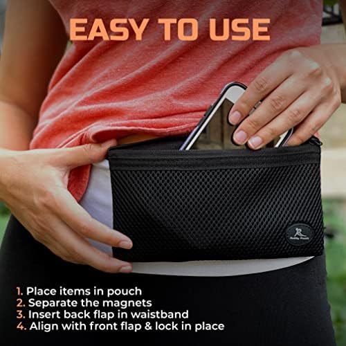 Running Buddy Magnetic Pouch - Fits Any Waistband, No Belt No Clips - color: Black, size: Large (5.9 in x 4 in)