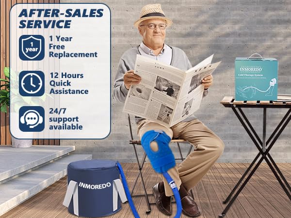 Inmoredo Cold Compression Machine for Knee, Portable Ice Therapy Machine with Quiet Pump and Compression Pad, Cooling System for Joint Support
