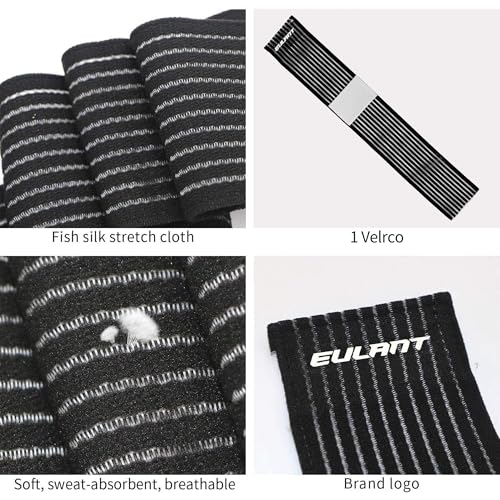 EULANT Elastic Wrist Support Brace 2 Pcs,Adjustable Compression Wrist Wraps - color: Black, size: 40cm