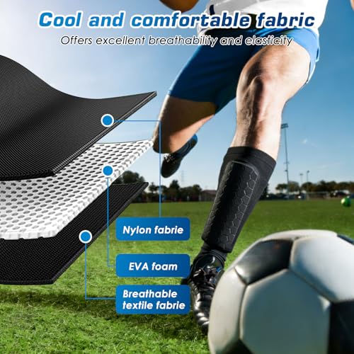 2026 New Shin Guards Pads Socks for Skiing, Shin Pads for Youth Adult Ski Shin Guards Calf Compression Sleeve with Honeycomb Pads Lightweight Calf Protective Gear for Boys Girls Men - size: L (Age 14-18)