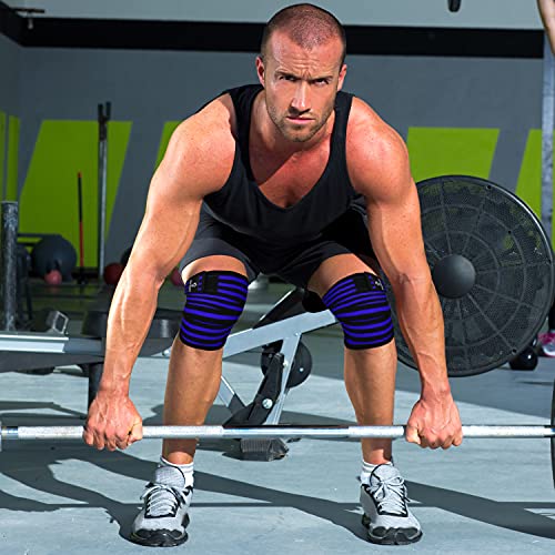AQF Knee Wraps for Weightlifting Bandage - 78" IPL & USPA Approved (Pair) - color: Blk & Blu