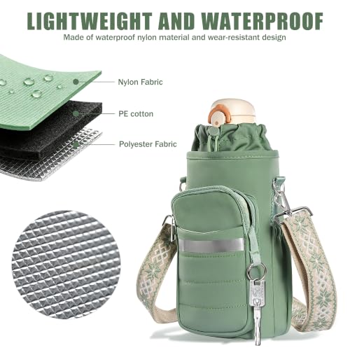 Water Bottle Holder with Strap, Insulated Crossbody Carrier Bag 20-40oz