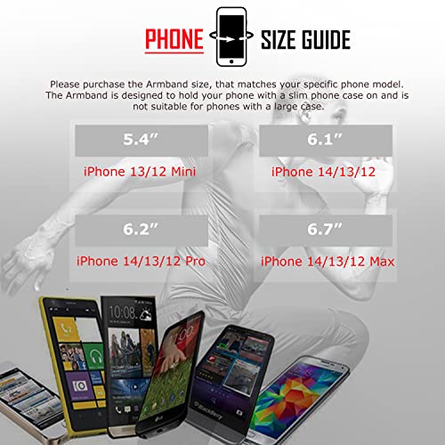 RevereSport Armband for iPhone 17/16/15/14/13/12. Running Phone Arm Holder for Sports, Gym Workouts and Exercise - size: 6.1" Screen