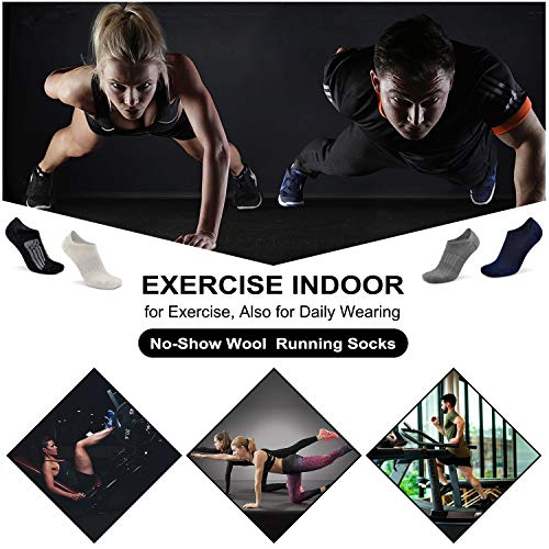 Busy Socks No Show Thin Merino Wool Blend Running Socks with Non-Slip Grips - color: 6 Pairs Medium Grey, size: Large-X-Large