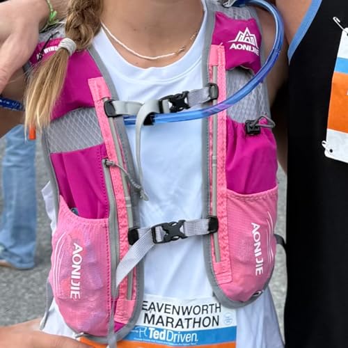 TRIWONDER Running Vest Hydration Pack Backpack for Men & Women, Lightweight Trail Marathon Run Race Vest for Cycling Jogging - color: 01 Rose Red - Only Vest