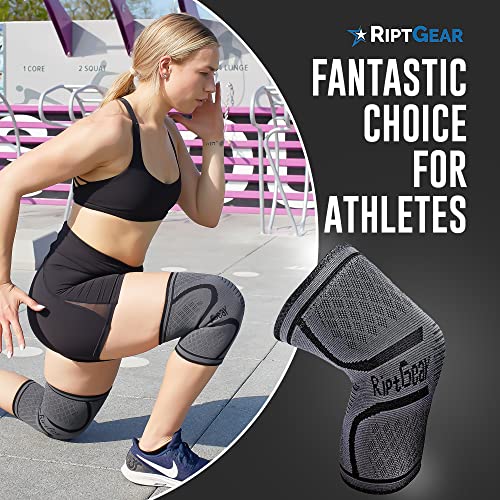 Knee Compression Sleeve | Non-Slip Knee Brace for Running & Weightlifting - color: Gray, size: Small (Pack of 1)