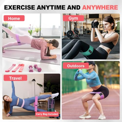 2-in-1 Fabric Resistance Bands Set with Stretching Strap