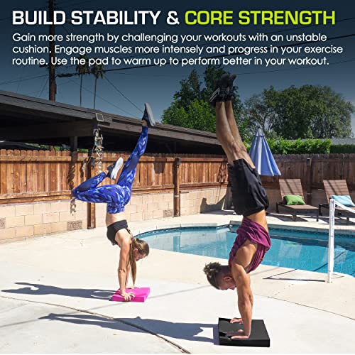 ProsourceFit Exercise Balance Pad, Non-Slip Cushioned Foam Mat & Knee Pad for Fitness and Stability Training, Yoga, Physical Therapy - color: Black, size: 15x19