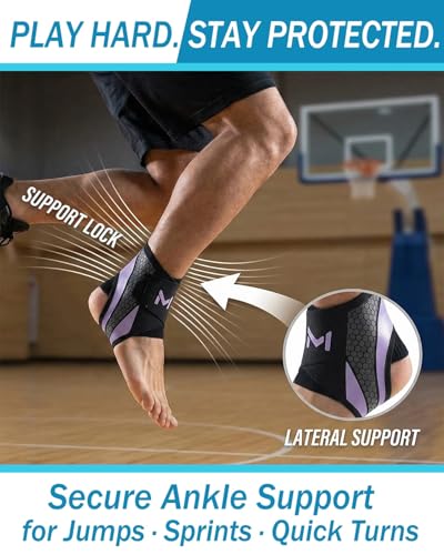 2-Pack Ankle Brace for Men & Women,Adjustable Lace up Ankles Sock,Basketball Ankle Stabilizer with Straps,Orthopedic Compression Sleeve for Plantar Fasciitis Relief,Tendonitis,Sprained(Purple) - color: Purple