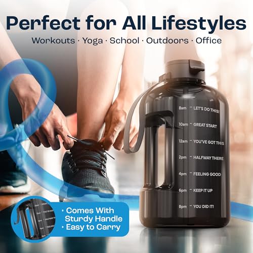 AQUAFIT 1 Gallon Water Bottle with Motivational Quotes - color: Clarity, size: 128 Ounces