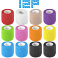 Self Adherent Cohesive Bandages 2" X 5 Yards Elastic Self Adherent Tape, Athletic Tape Colorful 12 Rolls Used for Wraps, Sports Tape