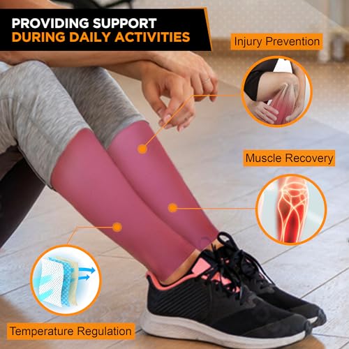 Doc Miller Compression Calf Sleeve for Men & Women, 20-30mmHg - color: Maroon, size: Small REGULAR
