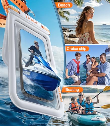 TORRAS IP68 Waterproof Phone Pouch Floating with Double Space 7.0", White - color: White
