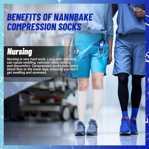 3 Pairs Compression Socks for Women & Men 15-20 mmHg, Knee High - color: 02 White/White/White, size: Small-Medium