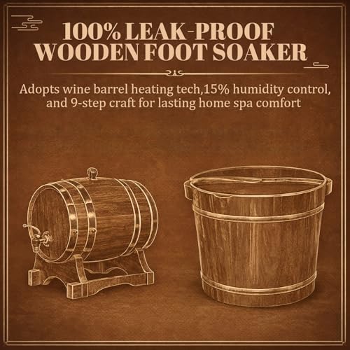Geelin 15.75" Wooden Foot Bath Bucket with Lid & Massage Roller