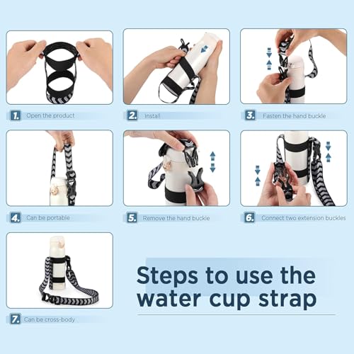 EasyAcc Water Bottle Holder Strap Sling, for Owala FreeSip 24 32 40 oz, Hydro Flask, Cirkul, Yeti, Stanley Flip, Universal Water Bottles, with Carabiner, for Walking Curise Travel (Bottle Excluded) - color: Stripe Color