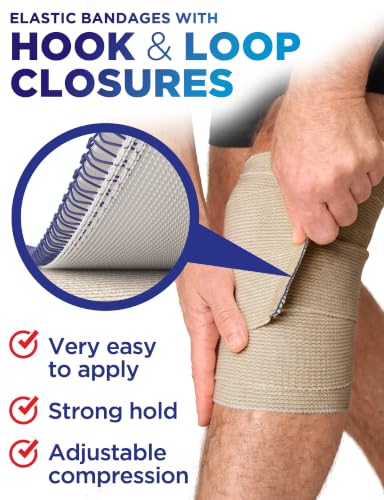 Premium Elastic Bandage Wrap - 6pack (2x2in, 2x3in, 2x4in) - Self-Closing - size: 6 Pack, style: Mix 6pk