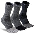 Merino Wool Toe Socks,Hiking Running Crew Socks for Women Men - color: Dark, size: Large