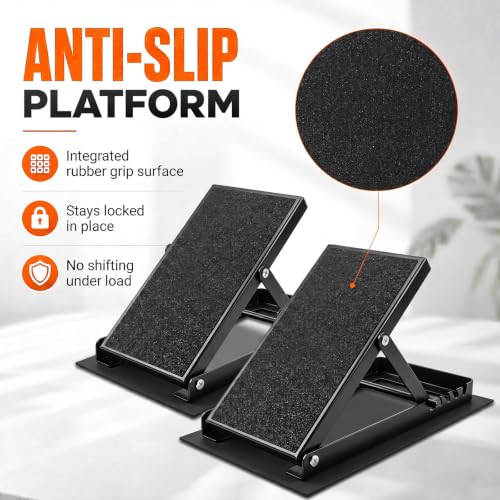 2 Pack Adjustable Slant Board for Calf Stretching, Steel Calf Stretch Board 20°-40° Non-Slip Squat Wedge with Handle for Exercise Rehab Leg Stretch and Plantar Fasciitis Relief
