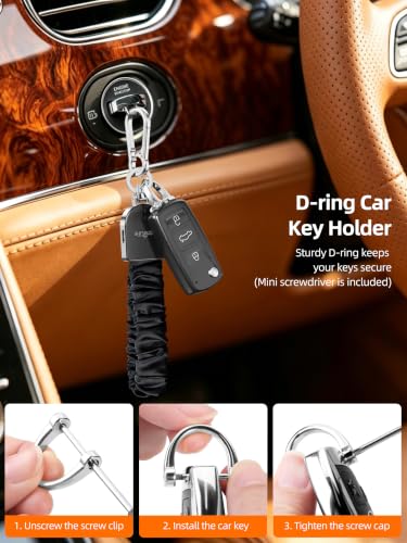 Keychain Wristlet, Works with Apple Find My, Rechargeable - color: Black+Silver