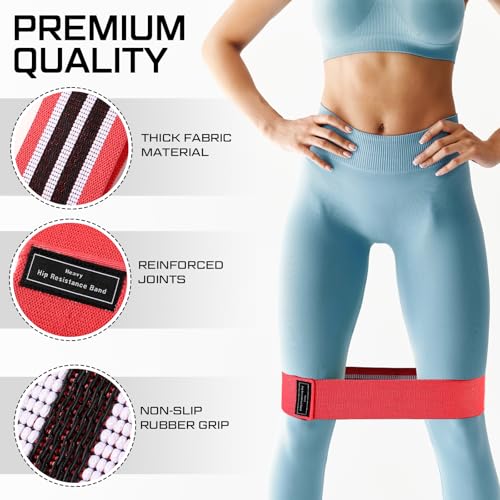 Lenwen 12 Pcs Fabric Resistance Bands Bulk - color: Red