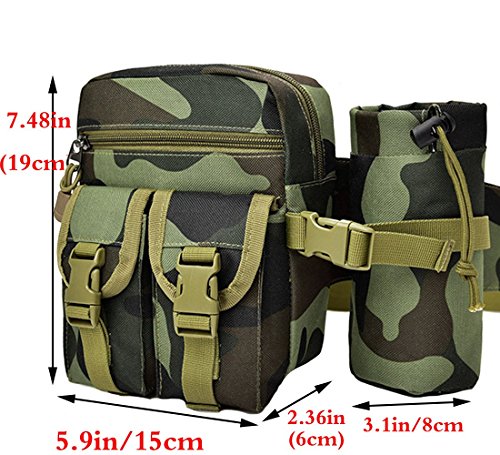 Hiking Waist Fanny Pack With Water Bottle Holder Running Waist Hip Belt Bag Motorcycle Bike Pouch Shoulder Bag - color: Army Green Camouflage
