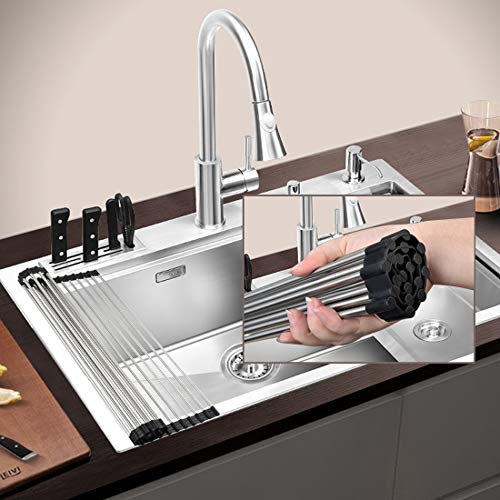 Ahyuan Roll up Dish Drying Rack Over The Sink Kitchen Roll up Sink Drying Rack Portable Dish Drainer Foldable Dish Drying Rack (Black, 20.5''X11.2'') - color: Black, size: Rectangle 20.5 inches x 11.2 inches