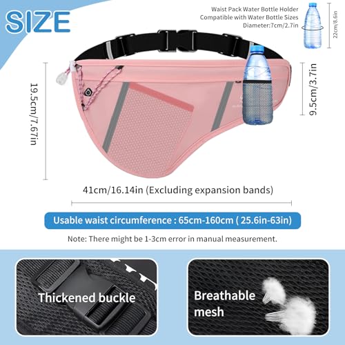 SooGree Men Women Sports Running Waist Bag, Waterproof Fanny Packs with Adjustable Belt, Waist Fanny Pack Bag with Water Bottle Holde for Running Hiking Walking Biking - color: GSP8807-Pink