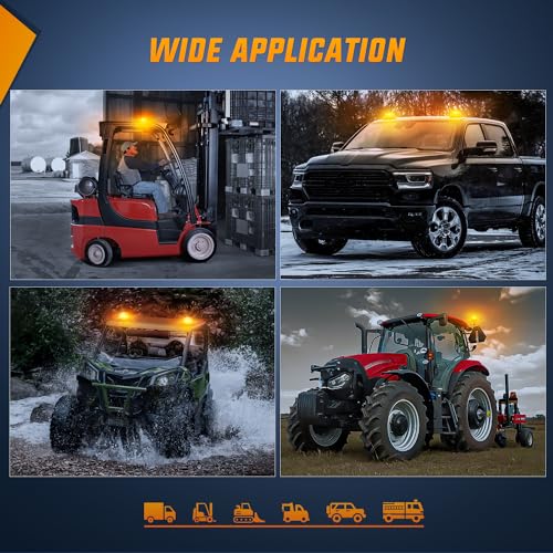 Nilight Amber Beacon Light 12V-24V Aluminum Base Flashing Safety Warning Lights Permanent & Magnet Mount LED Emergency Rotating Strobe Light for Forklift Truck Tractor UTV Snow Plow, 2 Years Warranty - color: Aluminum Base